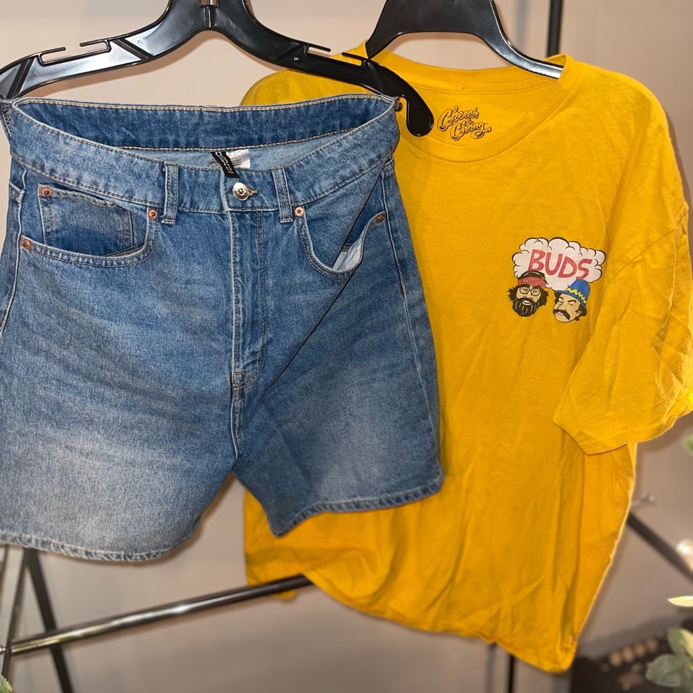 Old school shorts and T-shirt